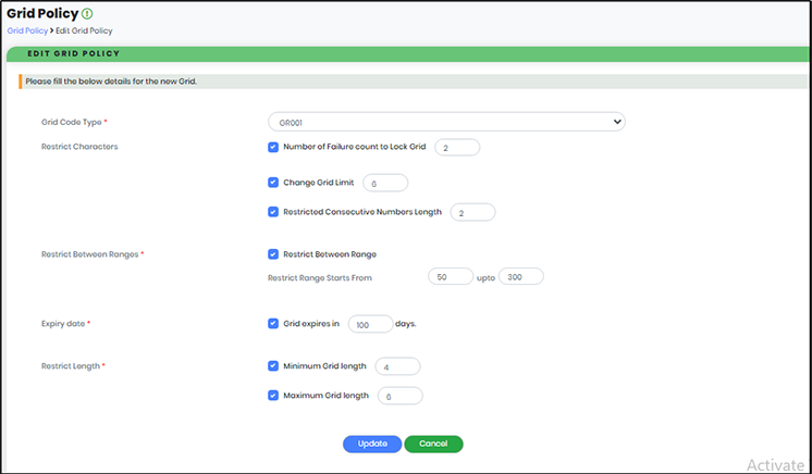 Edit Grid Policy Screen- CyLock